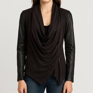 BlankNYC Women's Black Drape Jacket Faux Leather S